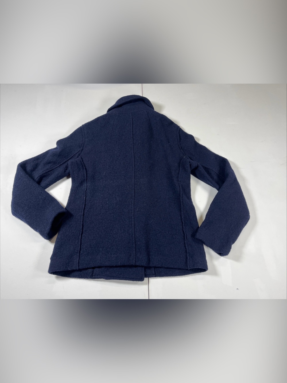 J Crew Italian Boiled Wool Jacket Pea Coat Navy Blue Pockets Button Up Women’s 4 - Picture 11 of 13